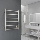 ANZZI Charles Series 6-Bar Wall Mounted Towel Warmer (20.47" W x 26.77" H), Dual Installation, Digital Control Panel, Rhino Alloy Certified Stainless Steel