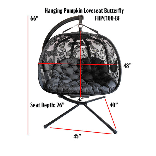 Hanging Pumpkin Patio Loveseat in Butterfly black