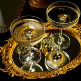 Vintage Art Deco Coupe Glasses Ribbed Coupe 8 oz | Set of 2