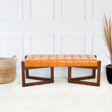 Riley Tan Genuine Leather Bench