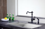 Highland Single-Handle Standard Kitchen Faucet with Side Sprayer in Oil Rubbed Bronze