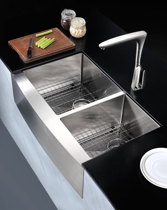 Elysian Farmhouse Stainless Steel 32 in. 0-Hole Single Bowl Kitchen Sink