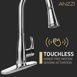 Sifo Hands Free Touchless 1-Handle Pull-Down Sprayer Kitchen Faucet with Motion Sense and Fan Sprayer