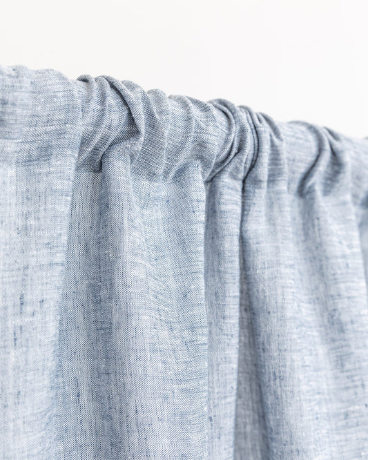 Rod pocket linen curtain panel (1 pcs) in Blue melange