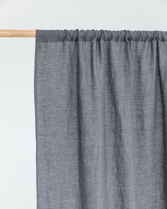 Rod pocket linen curtain panel (1 pcs) in Charcoal gray