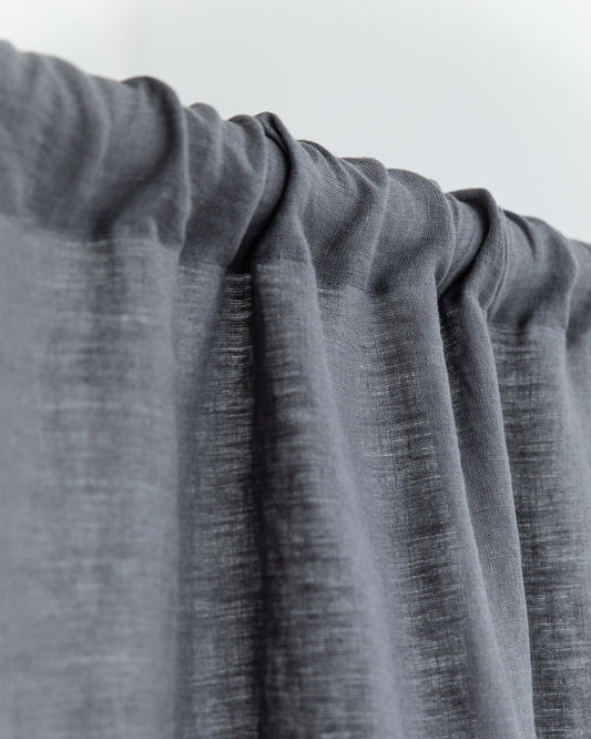 Rod pocket linen curtain panel (1 pcs) in Charcoal gray