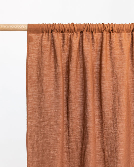 Rod pocket linen curtain panel (1 pcs) in Cinnamon