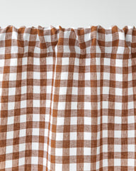 Rod pocket linen curtain panel (1 pcs) in Cinnamon gingham