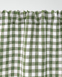 Rod pocket linen curtain panel (1 pcs) in Forest green gingham