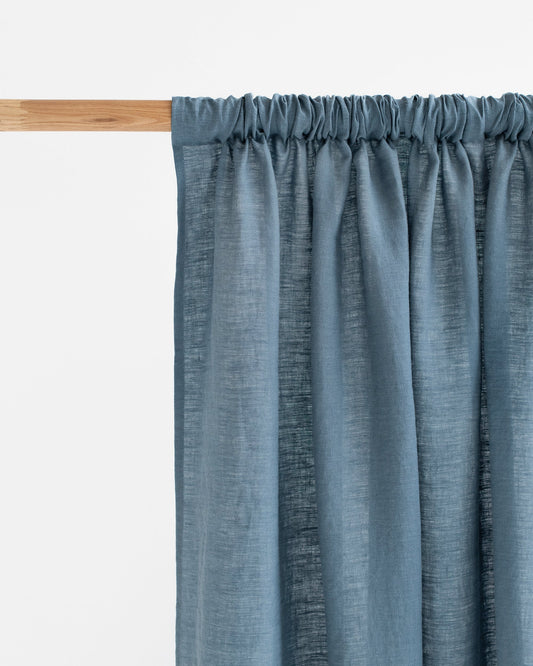 Rod pocket linen curtain panel (1 pcs) in Gray blue