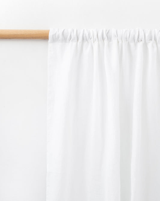 Rod pocket linen curtain panel (1 pcs) in White