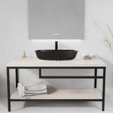 Ariadne Rectangle Glass Vessel Bathroom Sink with Matte Black Finish