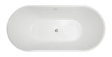 ANZZI Chand Series 55" - 67" Flat Bottom Freestanding Soaker Tub with Ergonomic Design, Rhino Alloy Certified Acrylic, and Center Drain