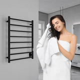 ANZZI Bell Series 8-Bar Wall Mounted Towel Warmer (23.6" L x 36.25" H), Dual Installation, Digital Control Panel, Rhino Alloy Certified Stainless Steel