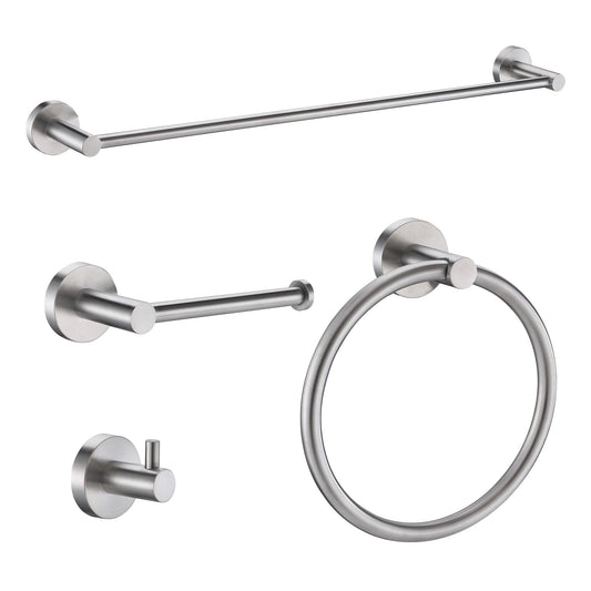 ANZZI Modern 4-Piece Bathroom Hardware Set, RHINO ALLOY Certified Stainless Steel & Zinc, Complete Wall Mount Installation, Multiple Finishes