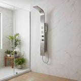 VISOR Series 60 in. 4-Jetted Full Body Shower Panel System with Heavy Rain Shower and Spray Wand in Brushed Steel