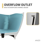 Ala Series 74 in. x 34 in. Flat Bottom Solid Surface Freestanding Soaking Bathtub with Center Drain in Matte White
