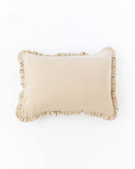 Ruffle trim linen pillowcase in Natural linen