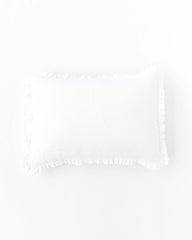 Ruffle trim linen pillowcase in White