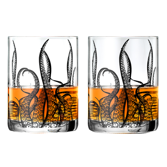 Octopus Tentacle Whiskey Glassware | Set of 2 | 9 OZ