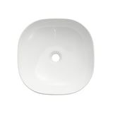 Siena Series 17 in. Ceramic Rounded Vessel Square Bathroom Sink Basin in White