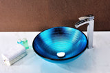 Enti Series Deco-Glass Vessel Sink in Lustrous Blue