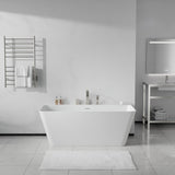 Vault Series 59 in. x 30 in. Flat Bottom Acrylic Freestanding Soaking Bathtub with Center Drain and Faucet