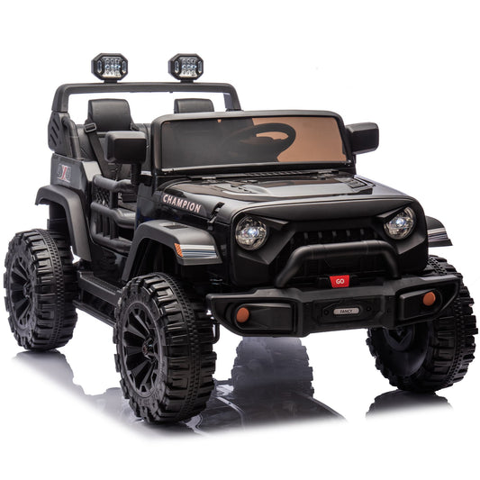 24V 2-Seater Kids Ride on Electric Car with Parent Control and Bluetooth, 400W Motor Ride on Toys with Searchlight for Ages 3+, Black