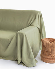 Linen-cotton couch cover in Sage