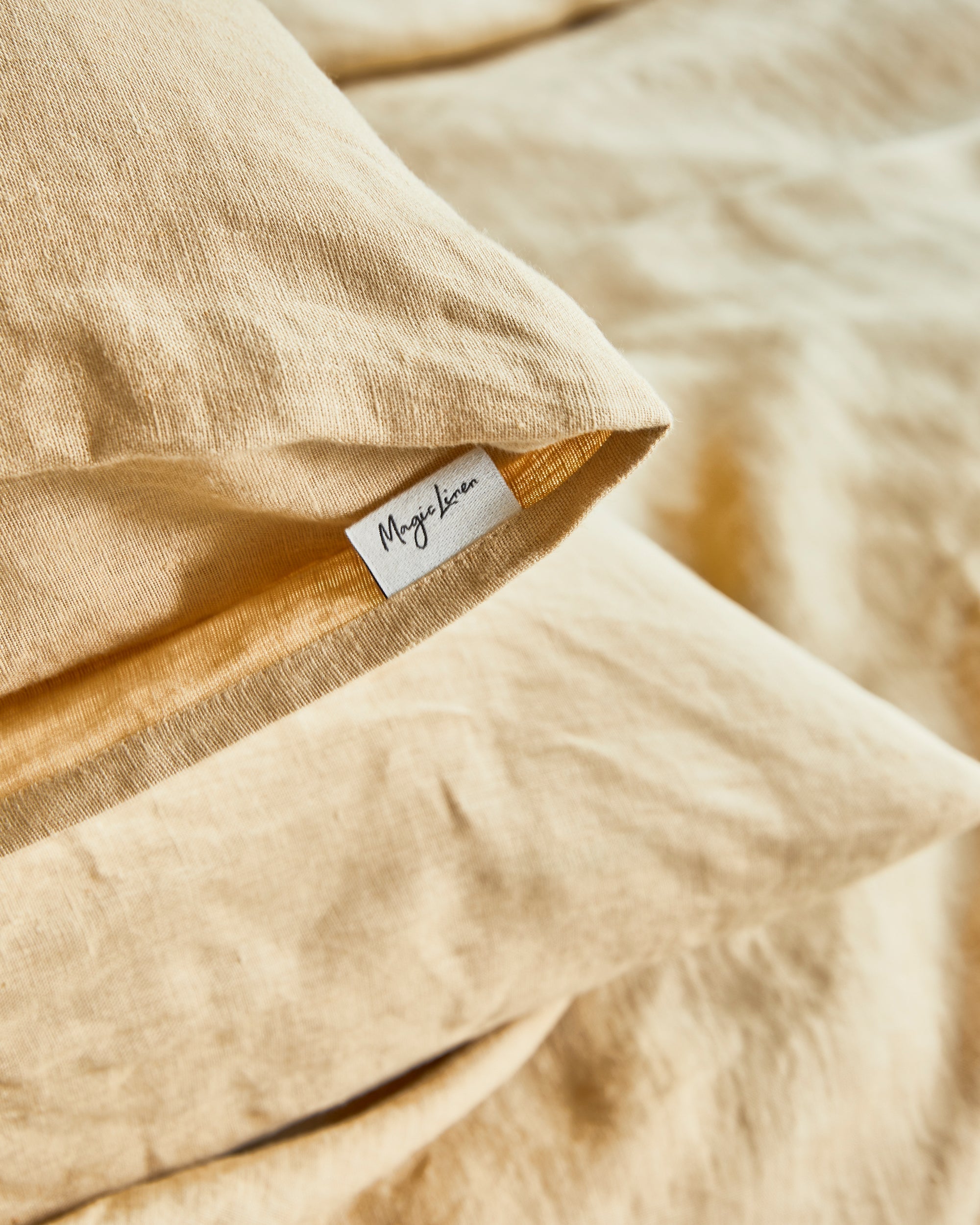 Sandy beige linen pillowcase