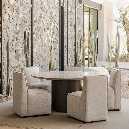 Santorini Outdoor Stone Round Dining Table 60"