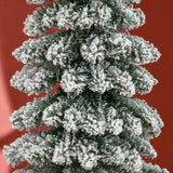 HOMCOM 6' Tall Unlit Slim Pencil Xmas Tree, Snow Flocked Artificial Christmas Tree with Realistic Branches and 603 Tips, Green