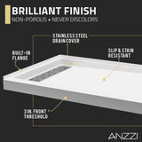Alexander 60 in. L x 30 in. W Alcove Shower Pan Base with Left or Right Drain in Glossy White Marine Acrylic