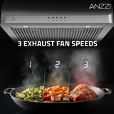 ANZZI 30-Inch 450 CFM 3-Speed Stainless Steel Under Cabinet Convertible Residential Range Hood with LED Lamp