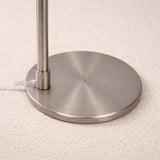 Serene Brushed Nickel Floor Lamp with Rotary Switch Metal Base White Linen Shade