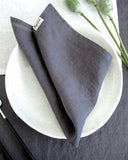 Charcoal gray linen napkin set of 2