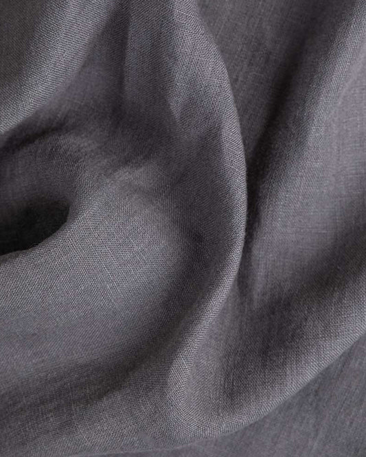 Ruffle trim linen pillowcase in Charcoal gray