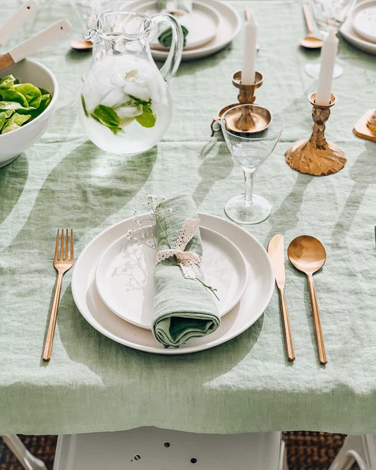 Matcha green linen napkin set of 2