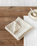 Striped in natural linen napkin set of 2