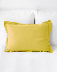 Linen pillow sham in Moss yellow