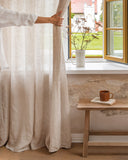Sheer tie top linen curtain panel in Natural melange (1 pcs)
