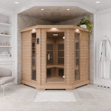 Mauritius 5-Person Carbon FAR Infrared Hemlock Wooden Indoor Home Sauna Room with LED Touch Control Panel