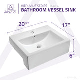 Vitruvius Series 21 in. Rectangular Bathroom Vessel Sink with Built-In Overflow in Glossy White Vitreous China Ceramic