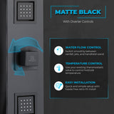 Dion Series 39 in. 2-Jetted Shower Tower with Heavy Rain Shower and Body Jets and Spray Wand