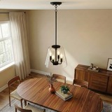 Soiree Four Candle Lights Pendant With Clear Glass - Black Finish