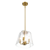 Soiree Four Candle Lights Pendant With Clear Glass - Satin Brass