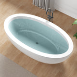Lusso Series 76 in. x 41 in. Flat Bottom Solid Surface Freestanding Soaking Bathtub with Center Drain in Matte White