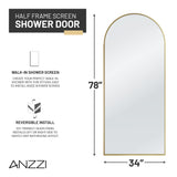Ember Series 34 in. x 78 in Framed Arch Fixed Shower Screen Door with 8mm Tempered Clear or Fluted Glass