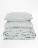 Striped in forest green linen duvet cover set (3 pcs)