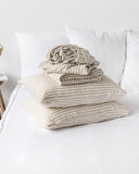 Striped in natural linen sheet set (4 pcs)